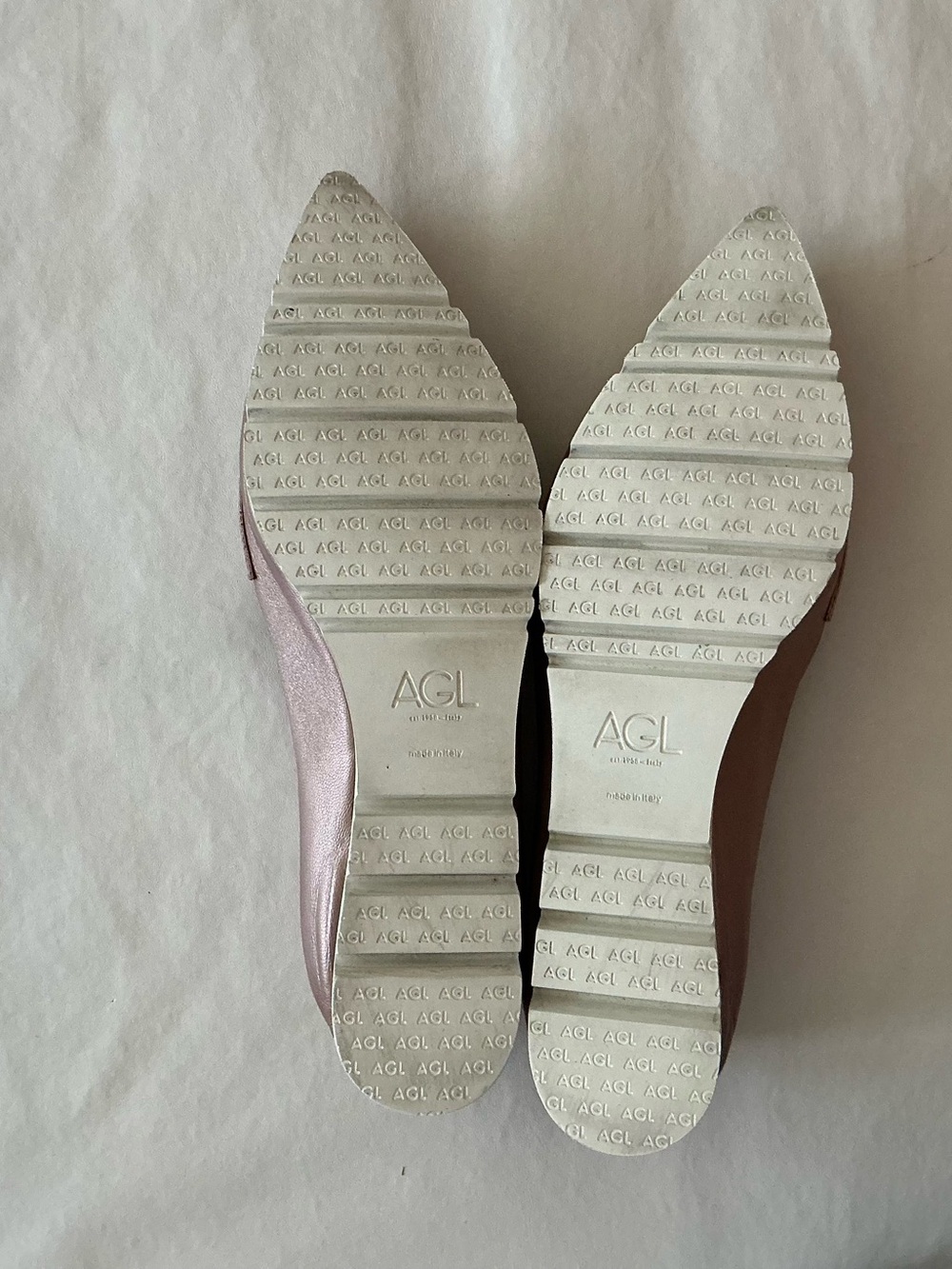 AGL Micro Pointed Toe Loafer in Metallic Rose Pink Leather Size 42 - Picture 9 of 10